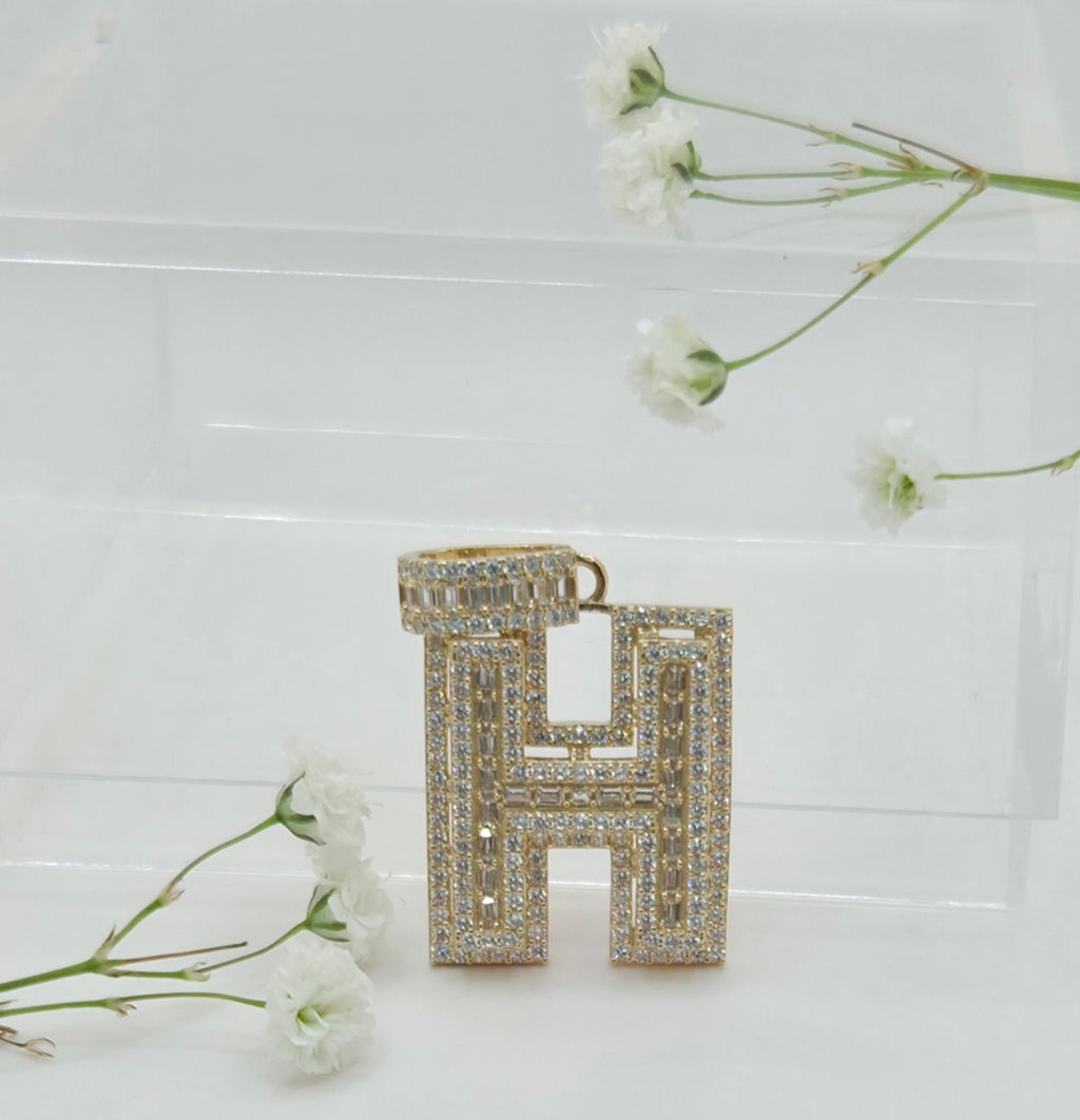 10K SMALL CZ "H" LETTER PENDANT – JY Jewelry Wholesale