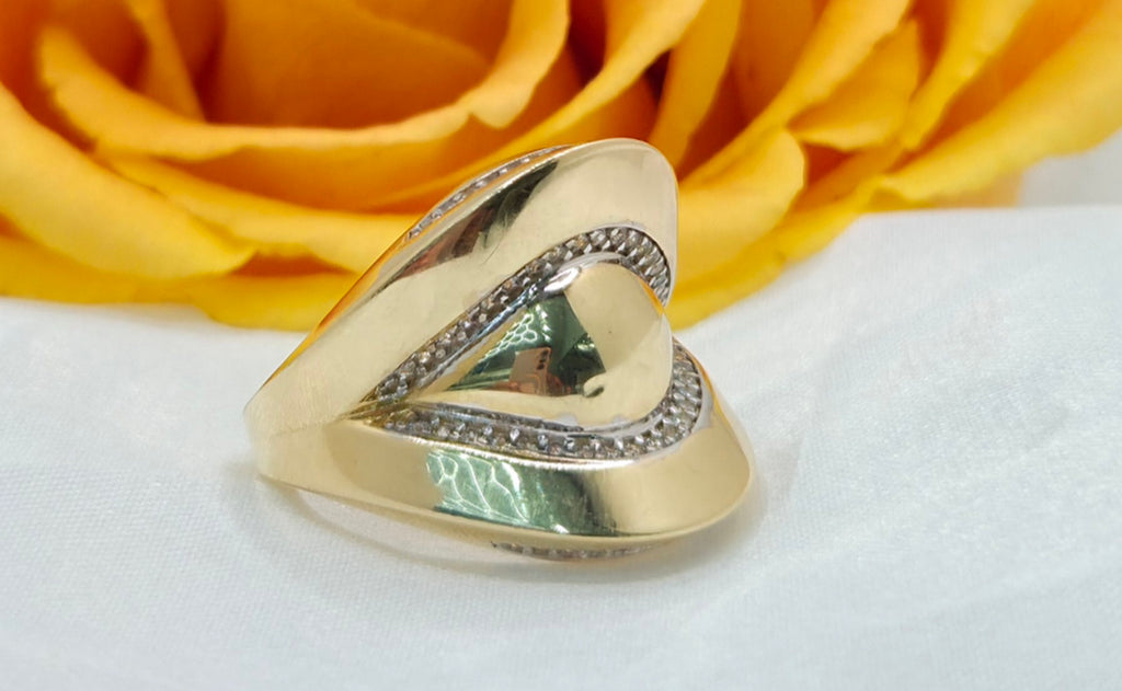 14K ELEGANT ALMOND DESIGN CZ DETAIL WOMEN'S RING – 8 – JY Jewelry Wholesale