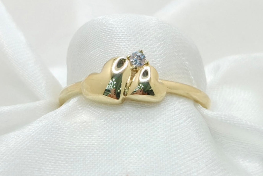 10K TWO SMALL HEARTS RING – 6-7 – JY Jewelry Wholesale