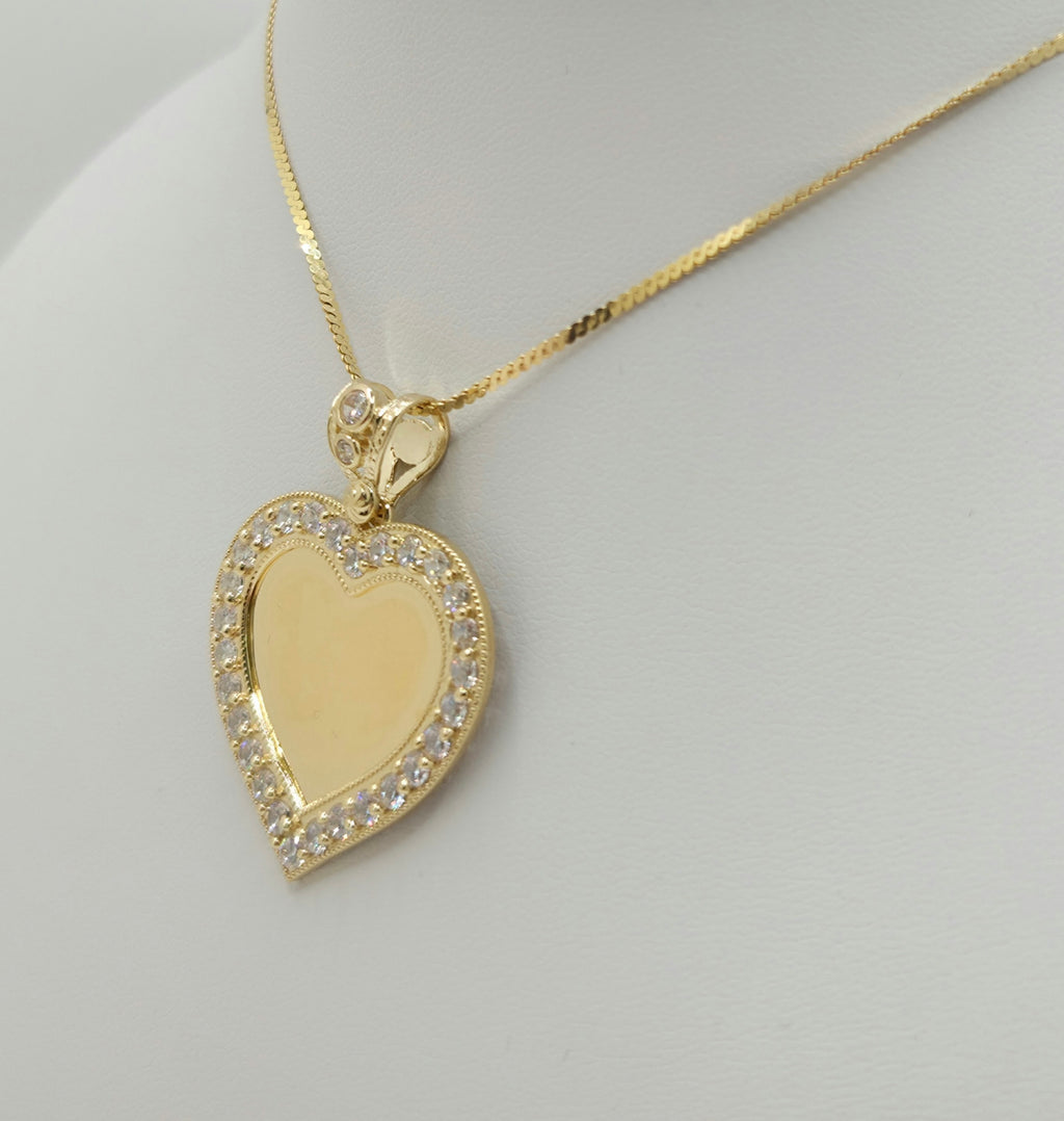 10K CZ FRAME SMALL HEART MEMORIAL PENDANT – 29.5mm X 29.5mm – JY Jewelry Wholesale