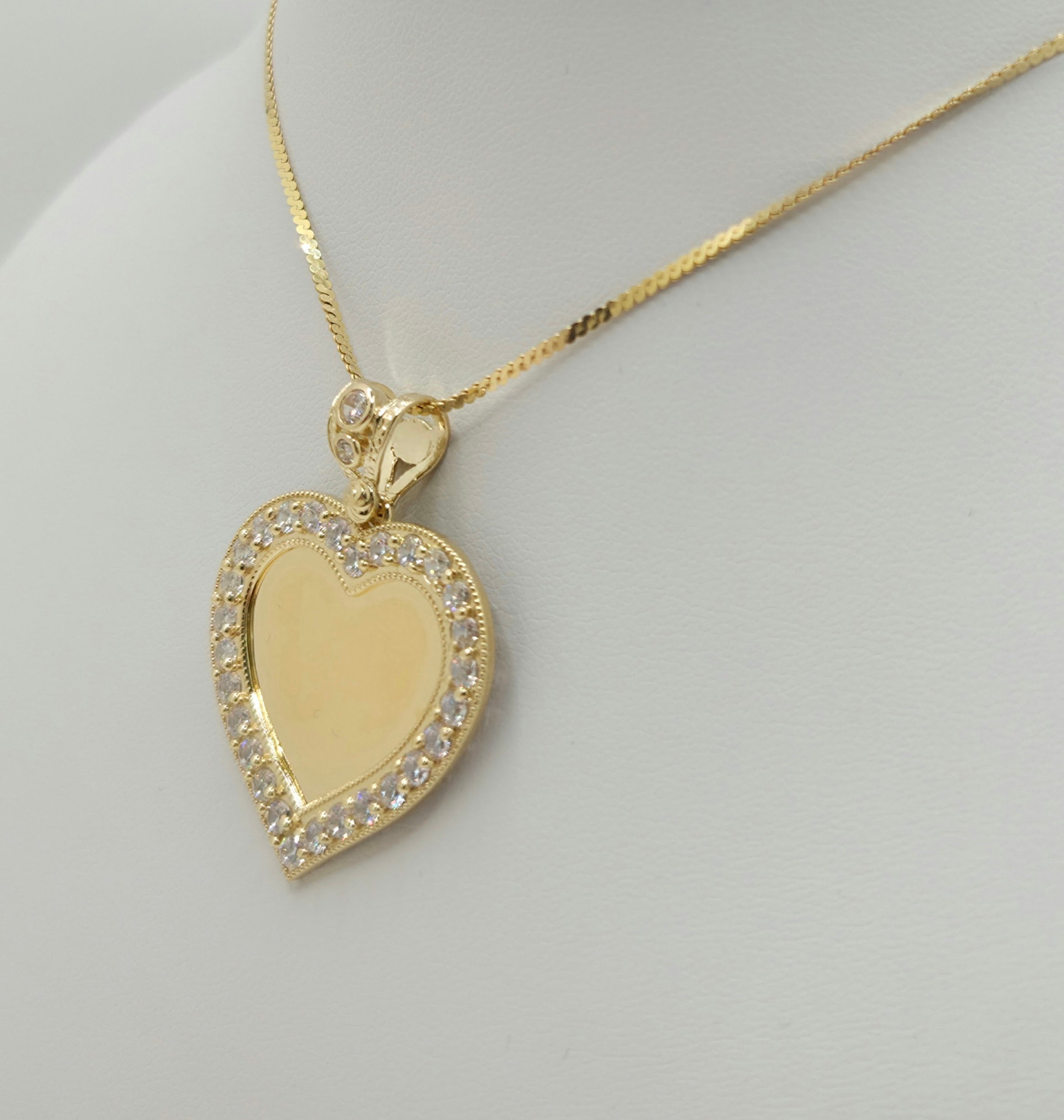 10K CZ FRAME SMALL HEART MEMORIAL PENDANT – 29.5mm X 29.5mm – JY Jewelry Wholesale