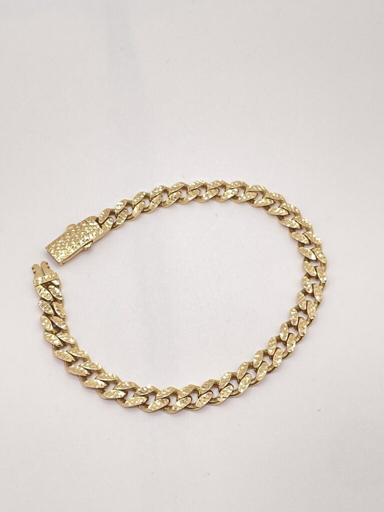 10K DIAMOND CUT MONACO STYLE BRACELET – 8" 7MM – JY Jewelry Wholesale