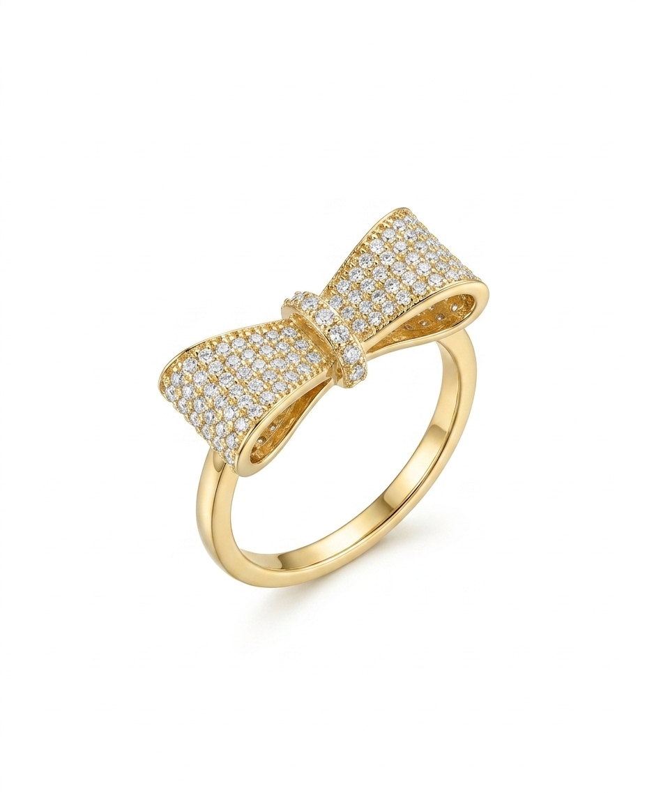 14K ELEGANT CZ RIBBON WOMAN'S RING – 7/8 – JY Jewelry Wholesale