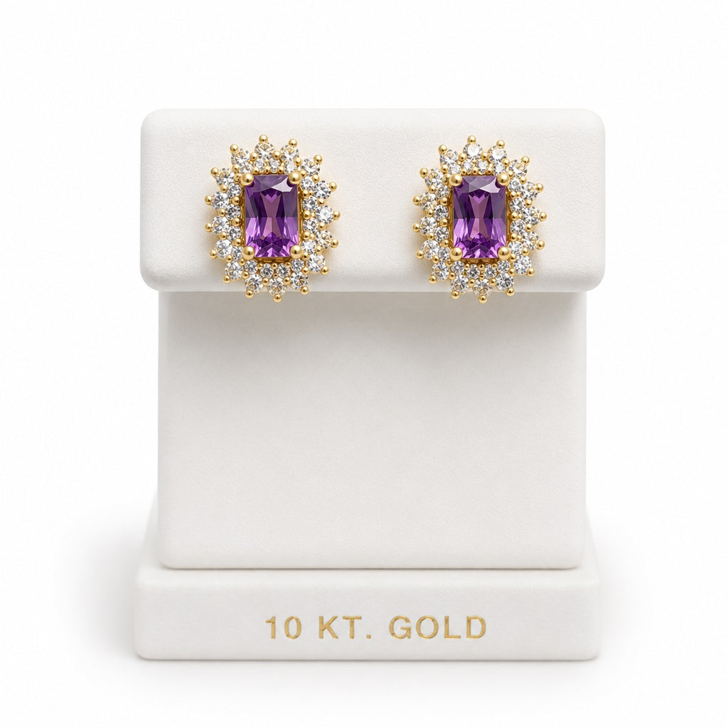 10K PURPLE STONE EARRINGS Size – JY Jewelry Wholesale