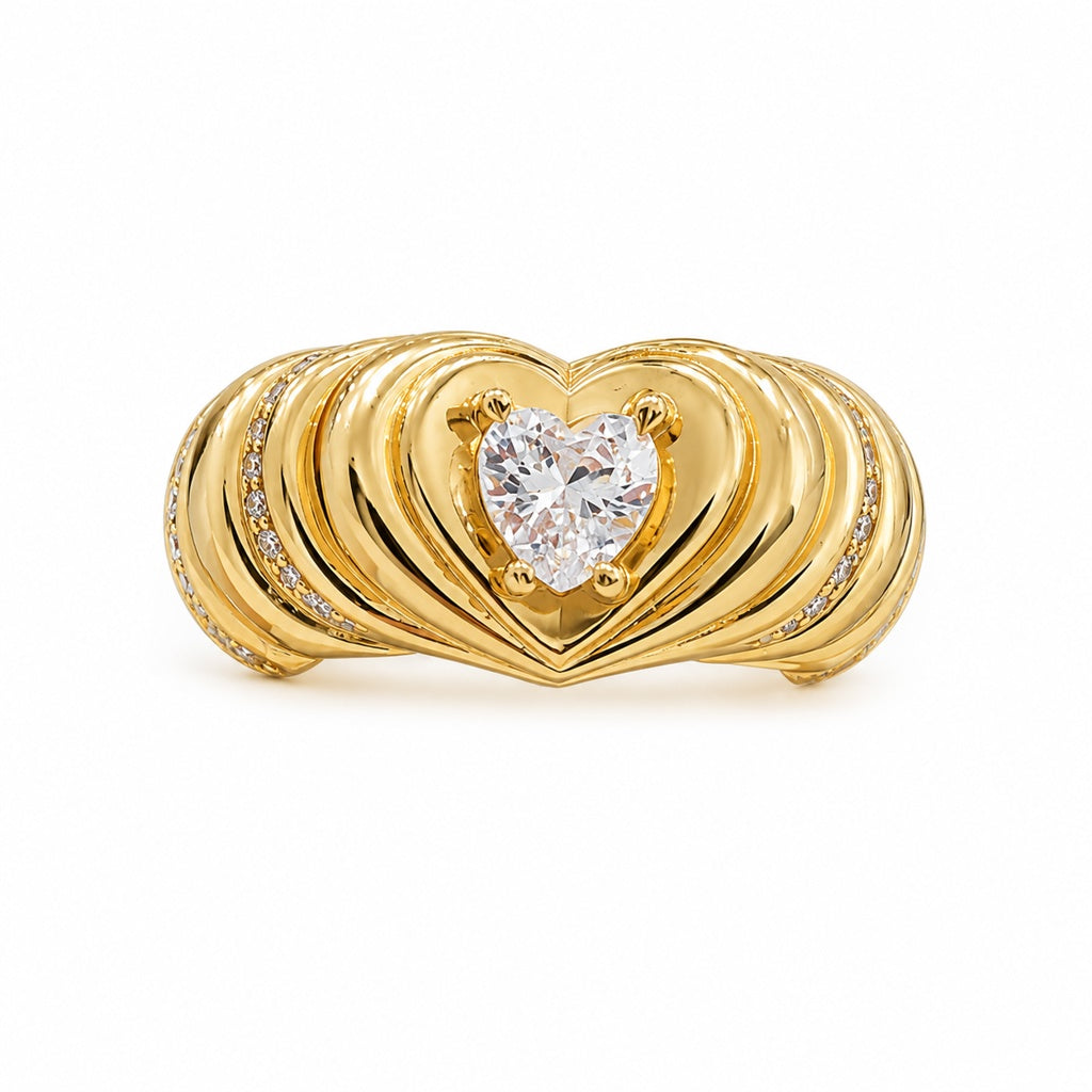 14K ELEGANT HEART-SHAPED RING WITH A HEART-SHAPED STONE – 7 & 8 – JY Jewelry Wholesale