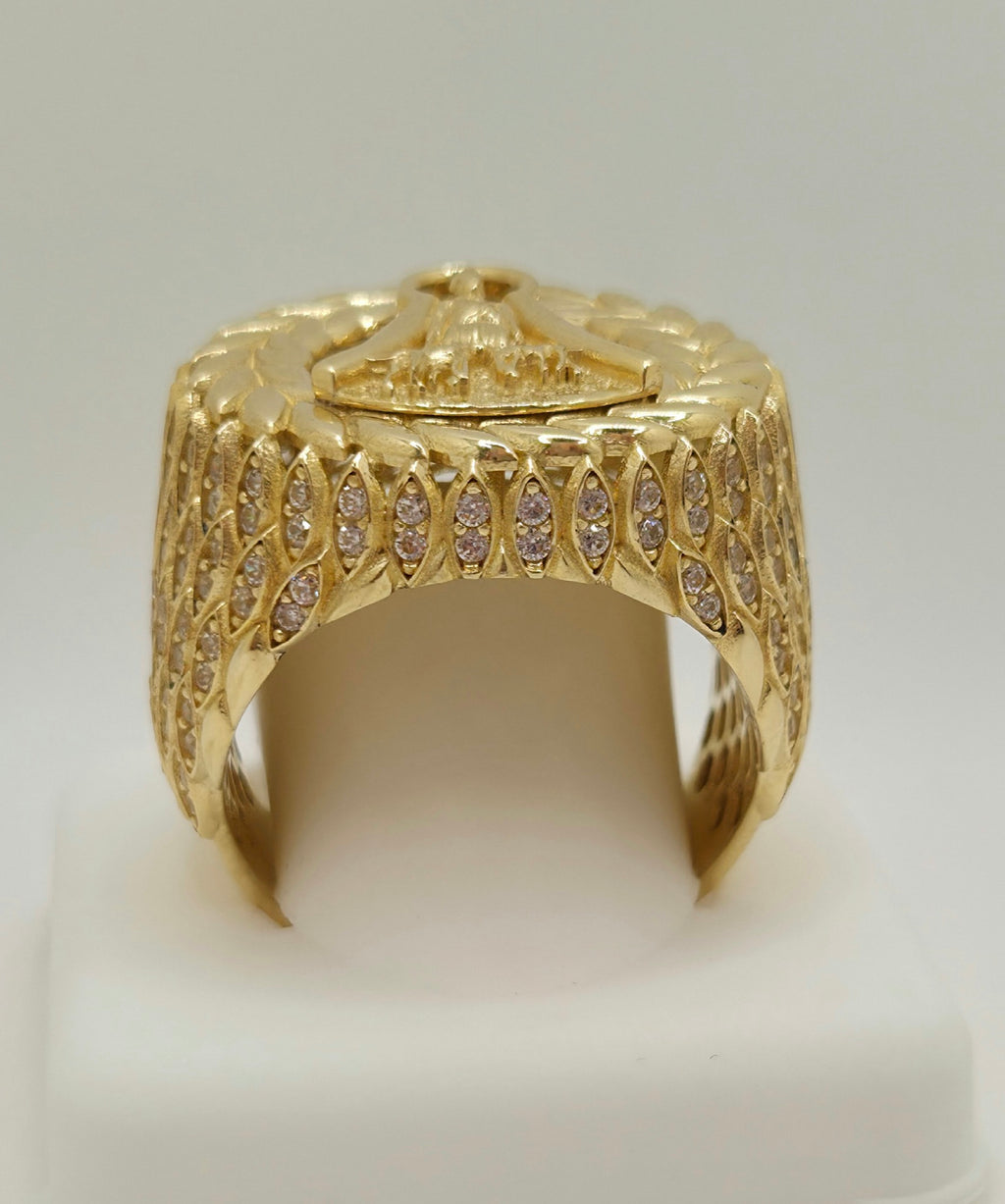 10K CZ DETAIL LEAVES AROUND SAN LAZARO ROUND RING – 12 – JY Jewelry Wholesale