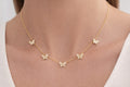 14K YELLOW GOLD NATURAL DIAMOND 1.13CT FIVE BUTTERFLYS NECKLACE 18" 6.32GRS – JY Jewelry Wholesale