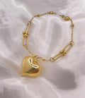 14K PAPER CLIP HEART CHARM BRACELET – 7" – JY Jewelry Wholesale