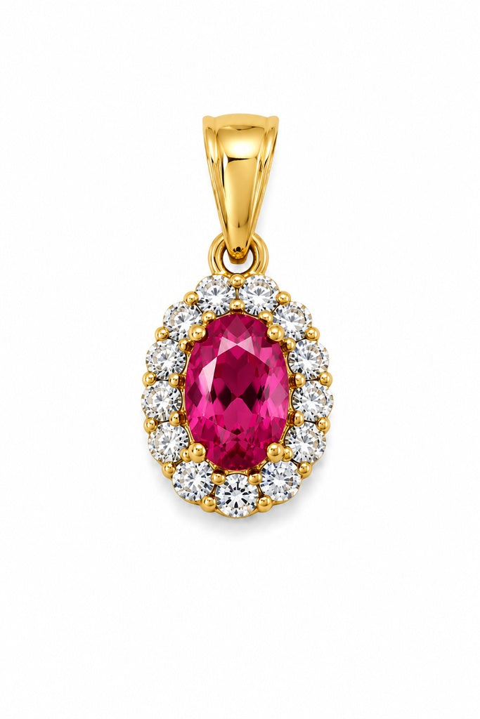14K EXTRA SMALL PINK STONE OVAL ELEGANT PENDANT – XS – JY Jewelry Wholesale