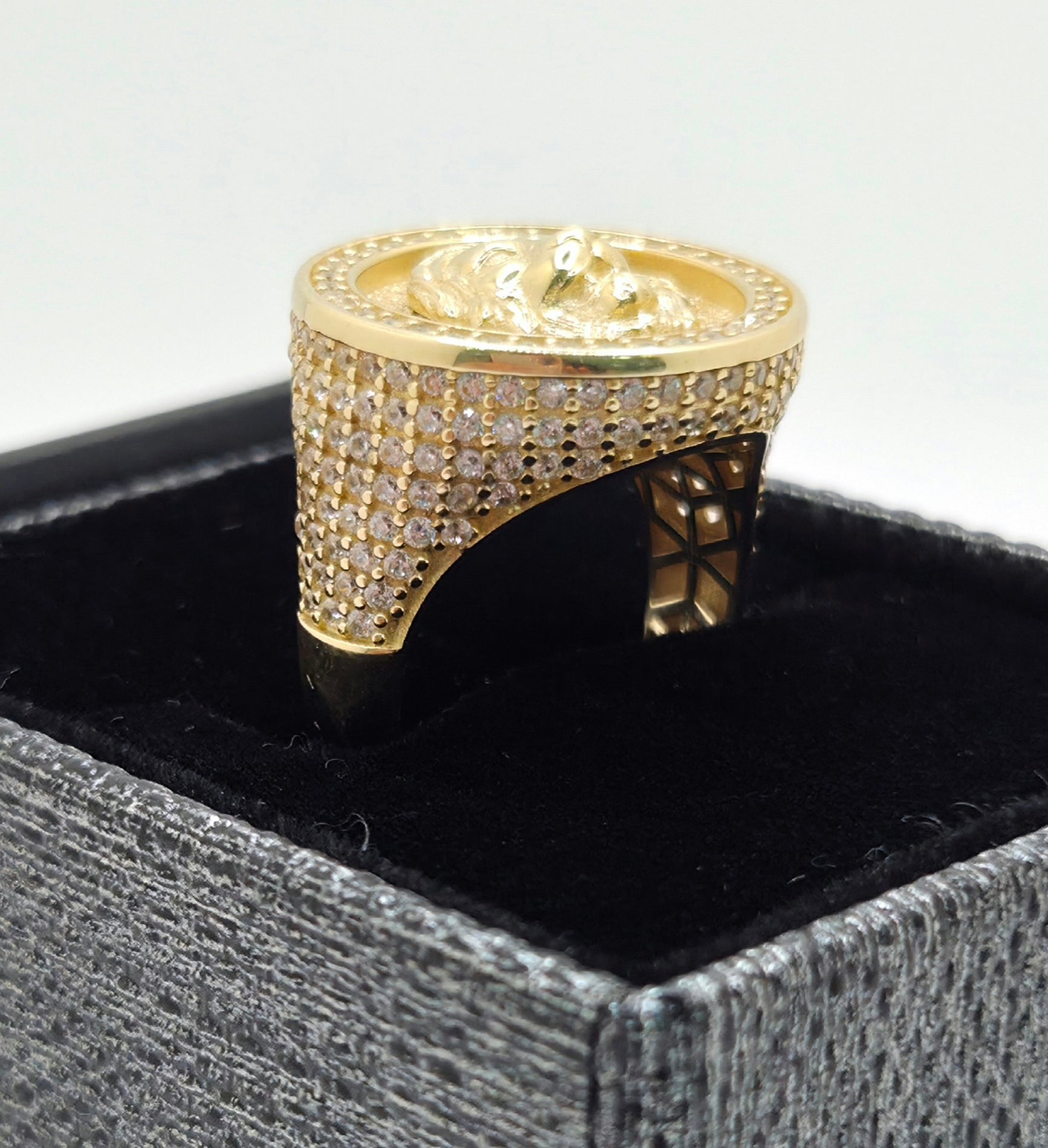 14K CZ ROUND LION RING – 10 & 11 – JY Jewelry Wholesale