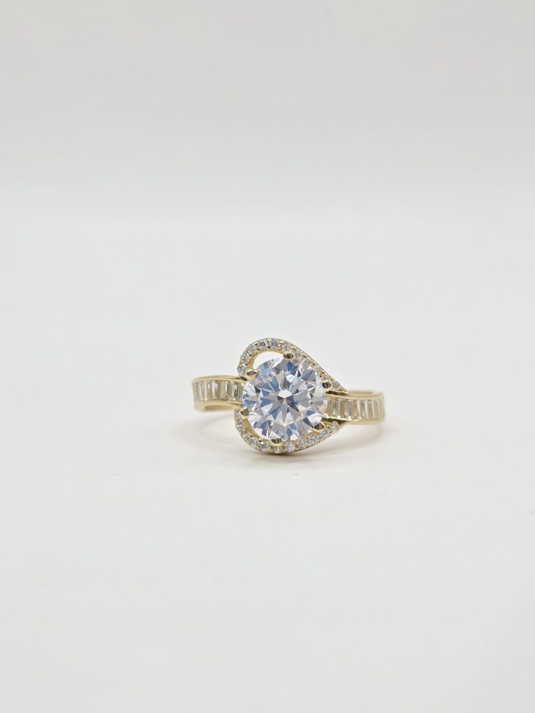 14K BAGUETTE DETAILS HEART DESIGN PROMISE RING – 7 – JY Jewelry Wholesale