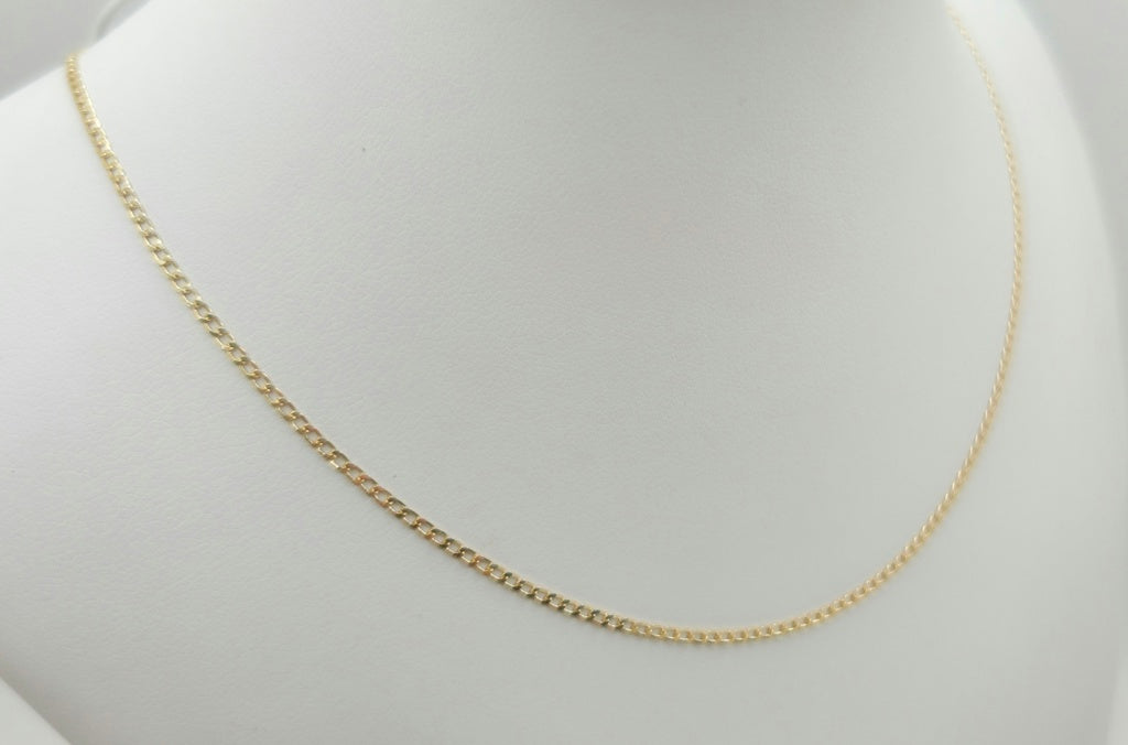 10K SOLID BABY CUBAN CURB FLAT CHAIN – 20" 1.5MM – JY Jewelry Wholesale