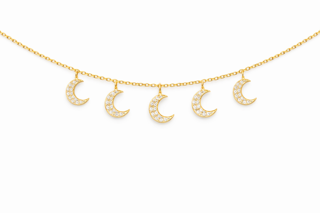 14K YELLOW GOLD 5 MOON NATURAL DIAMOND BRACELET – 7" - 7.5" – JY Jewelry Wholesale
