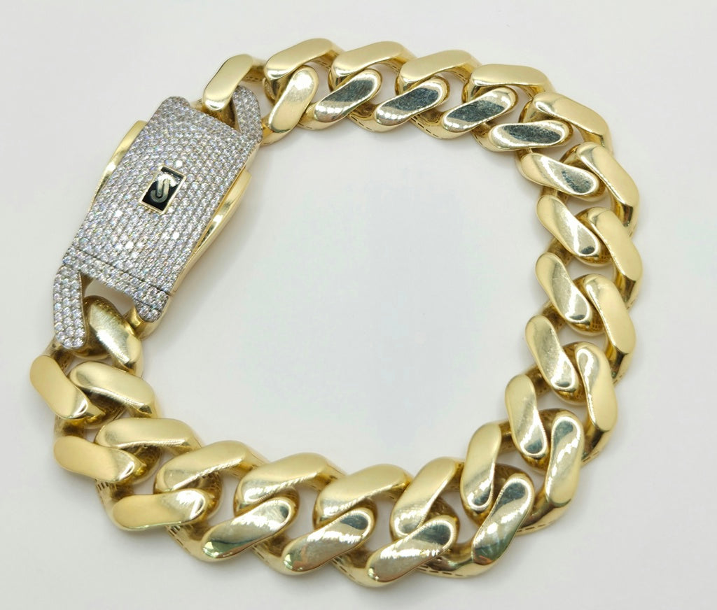 10K CERTIFIED MONACO BRACELET CZ CLOSURE – 24MM 9" – JY Jewelry Wholesale
