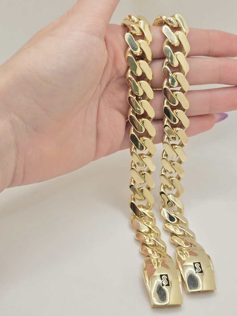 10K CERTIFIED PLAIN MONACO BRACELET – 9" 15.5MM – JY Jewelry Wholesale