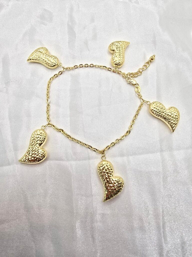 10K BIG HEARTS BRACELET – 7" – JY Jewelry Wholesale