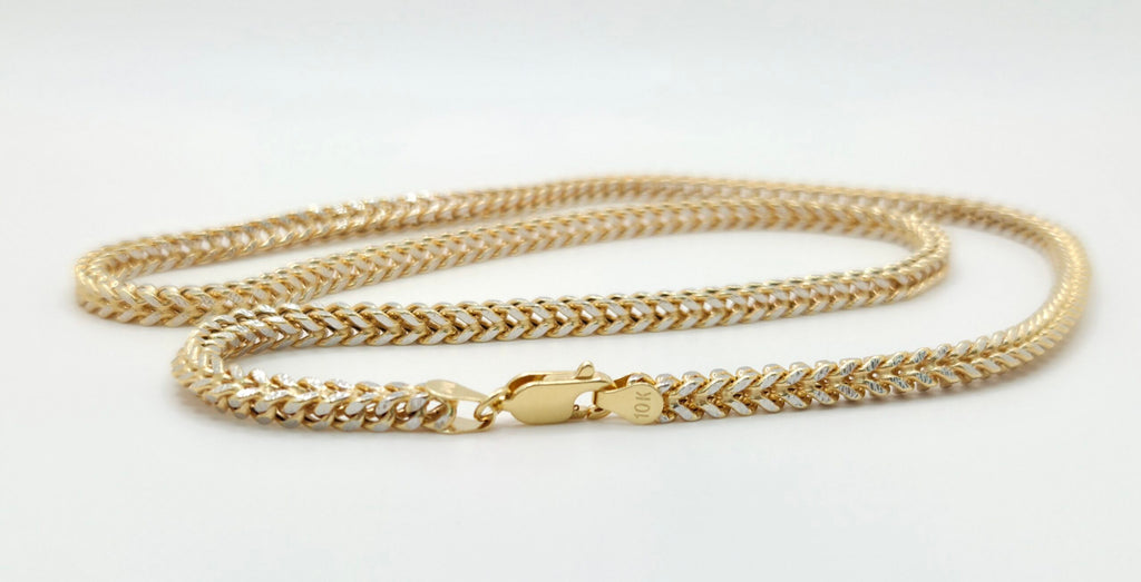 10K TWO TONE HOLLOW FRANCO – 3MM 26" – JY Jewelry Wholesale