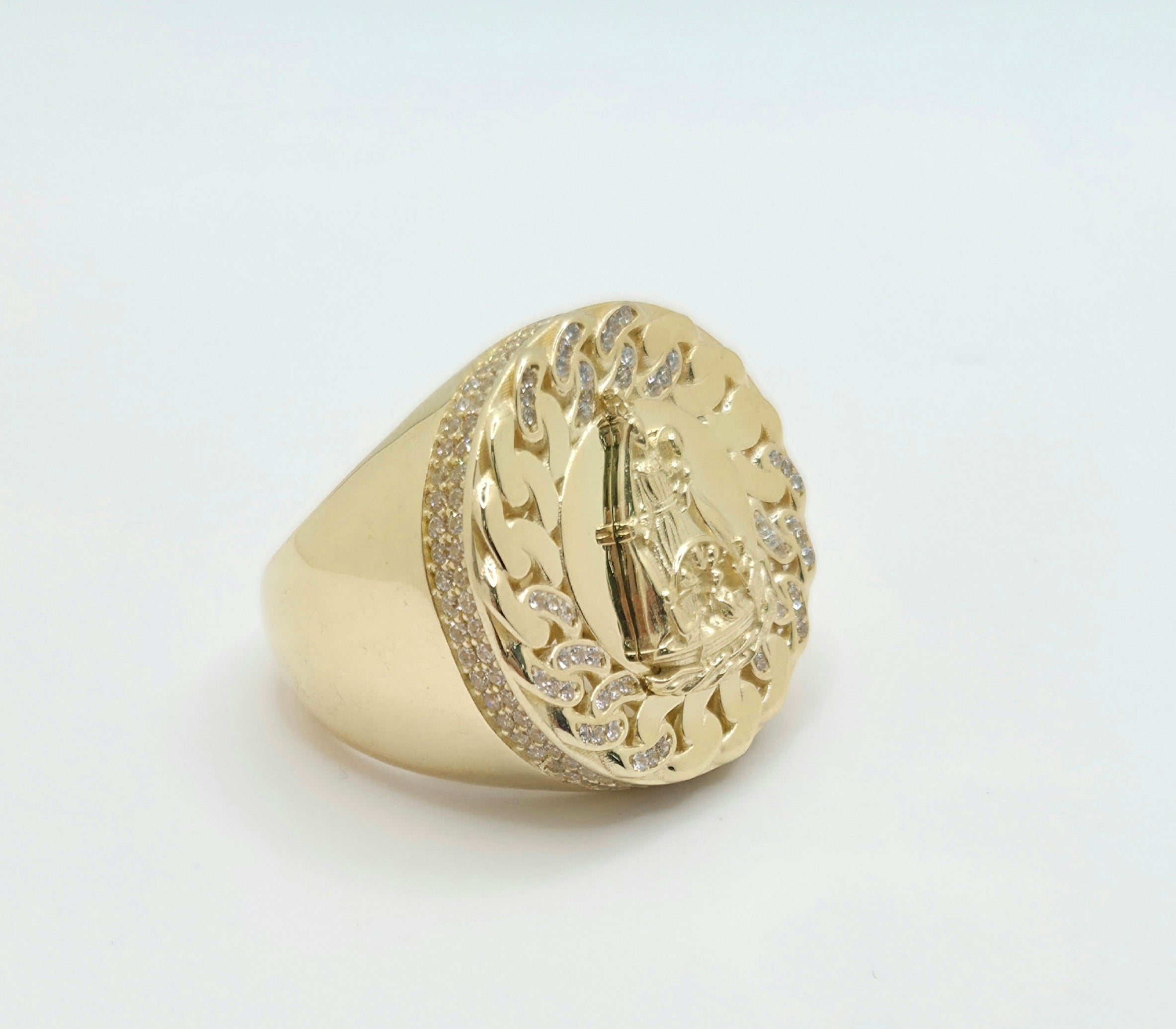 10K CHAIN DETAIL ROUND CARIDAD RING – 12 – JY Jewelry Wholesale
