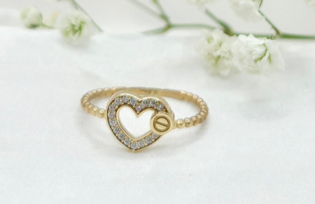 10K CZ SILHOVETTE HEART RING – 7 – JY Jewelry Wholesale