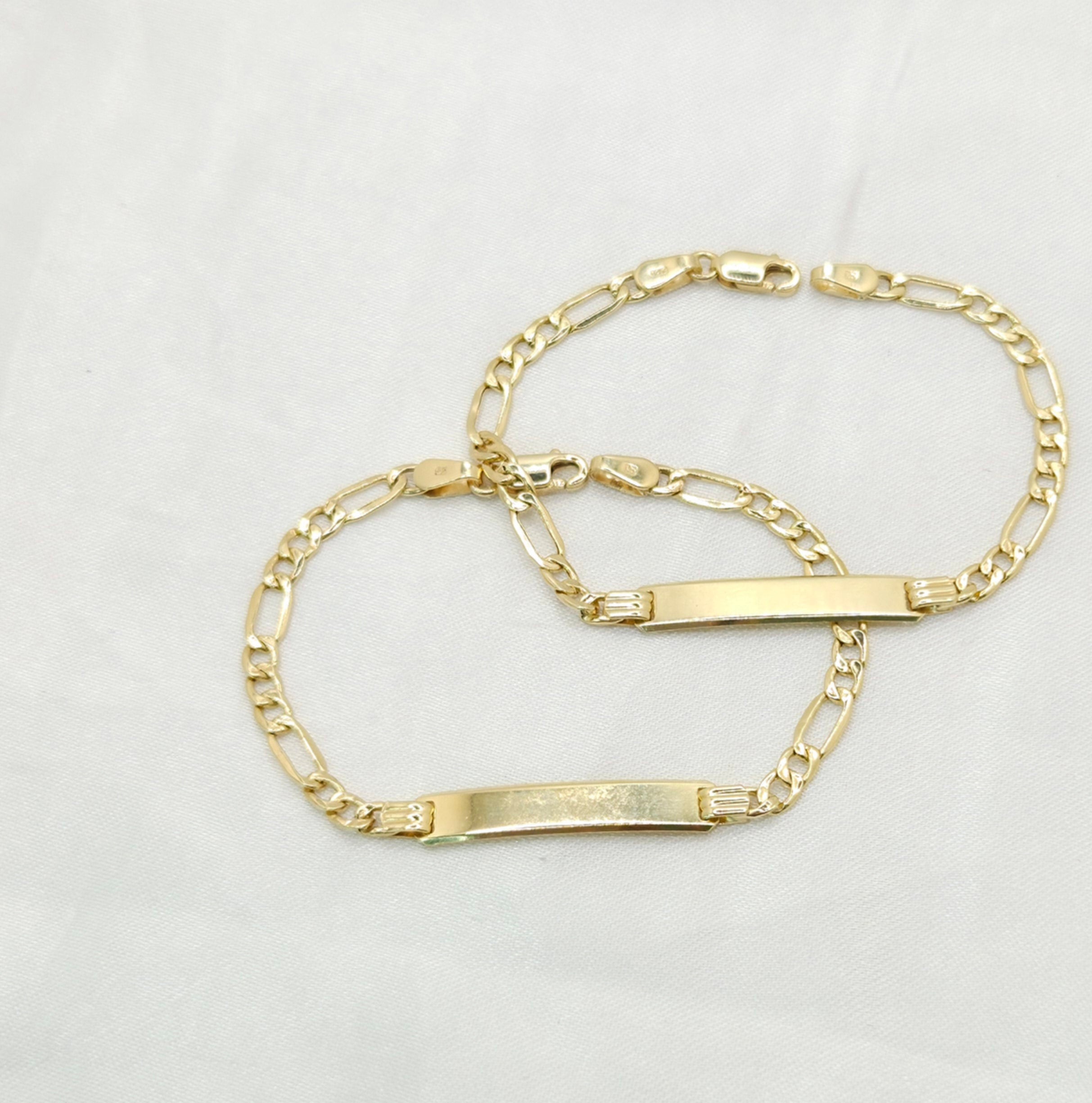10K HOLLOW FIGARO BABY ID BRACELET – 6" 5.5MM – JY Jewelry Wholesale