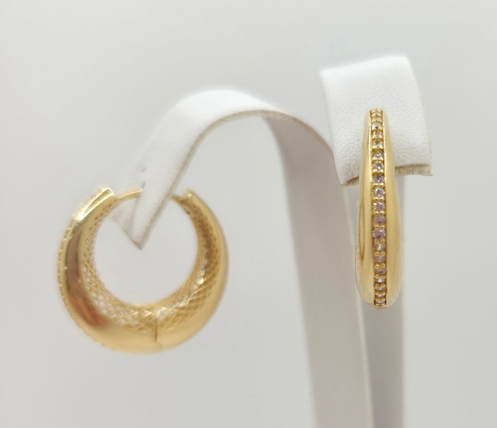 10K MODERN CZ DETAIL HALF MOON HOOPS EARRINGS – JY Jewelry Wholesale