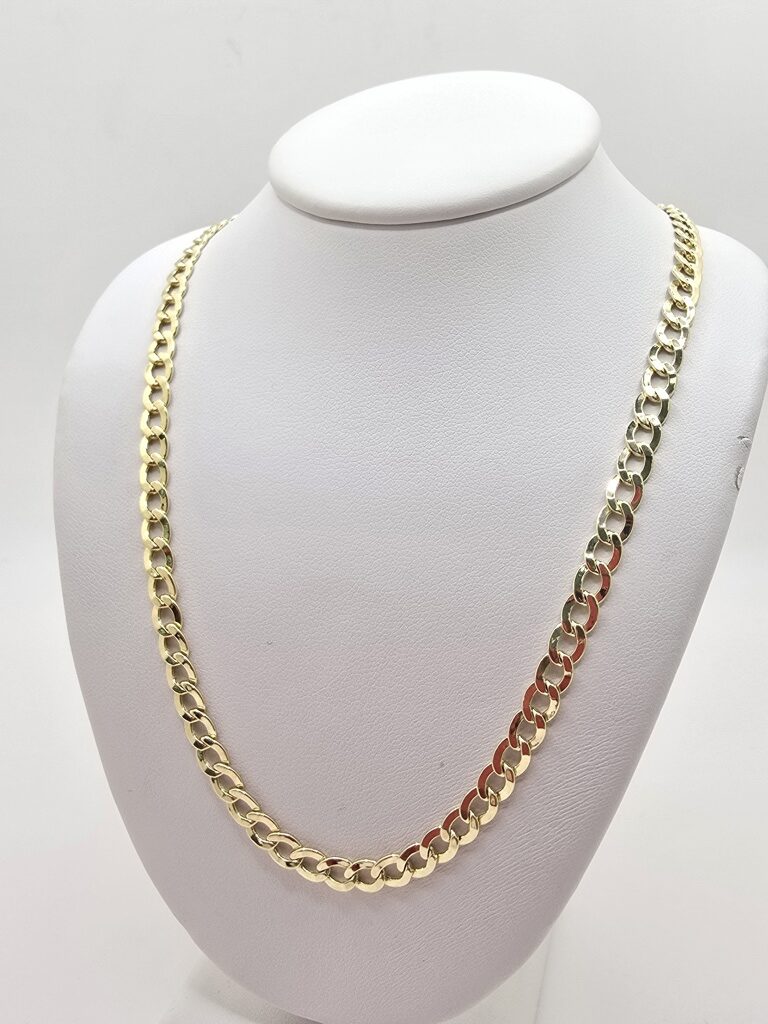 10K HOLLOW CUBAN CURB FLAT CHAIN – 16" 4.5MM – JY Jewelry Wholesale