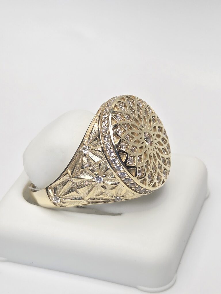14K MANDALA DESIGN SMALL ROSETTA MAN'S RING – 12 – JY Jewelry Wholesale