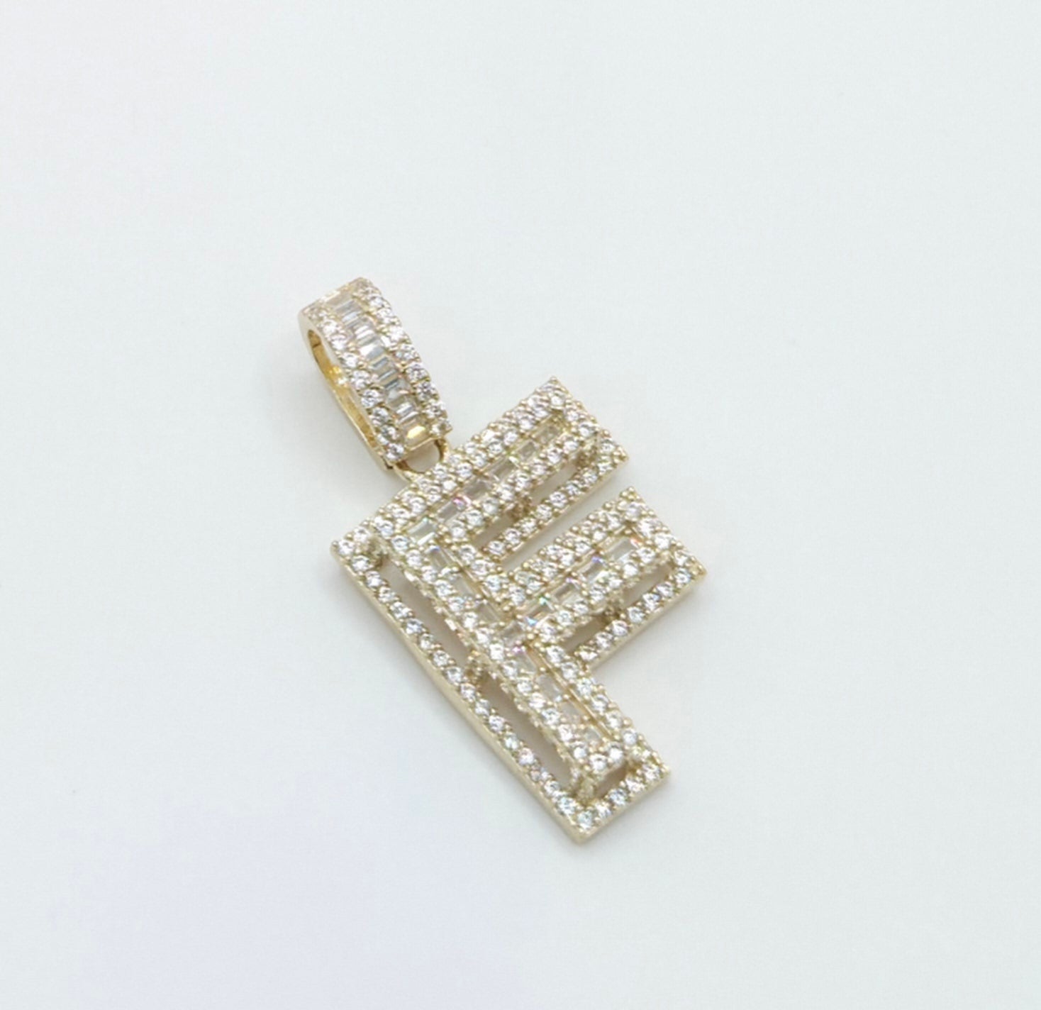 10K SMALL CZ "F" LETTER PENDANT – JY Jewelry Wholesale