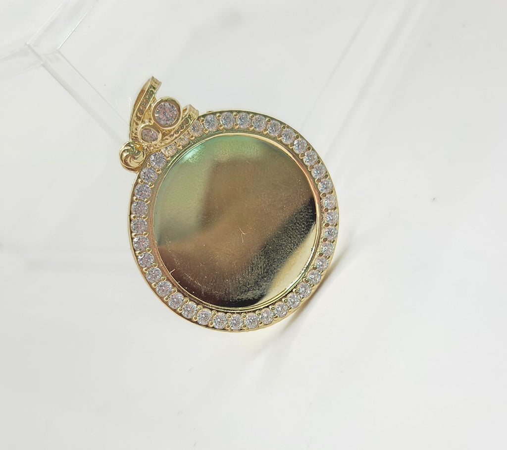 10K CZ FRAME ROUND MEMORIAL PENDANT – 30mm X 30mm – JY Jewelry Wholesale