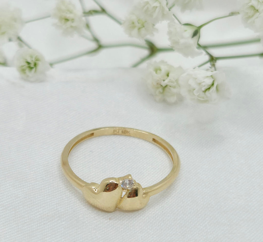 10K TWO SMALL HEARTS RING – 6-7 – JY Jewelry Wholesale