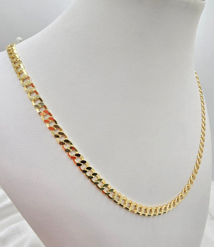 14K HOLLOW CUBAN CURB FLAT CHAIN – 22" 6.5MM – JY Jewelry Wholesale