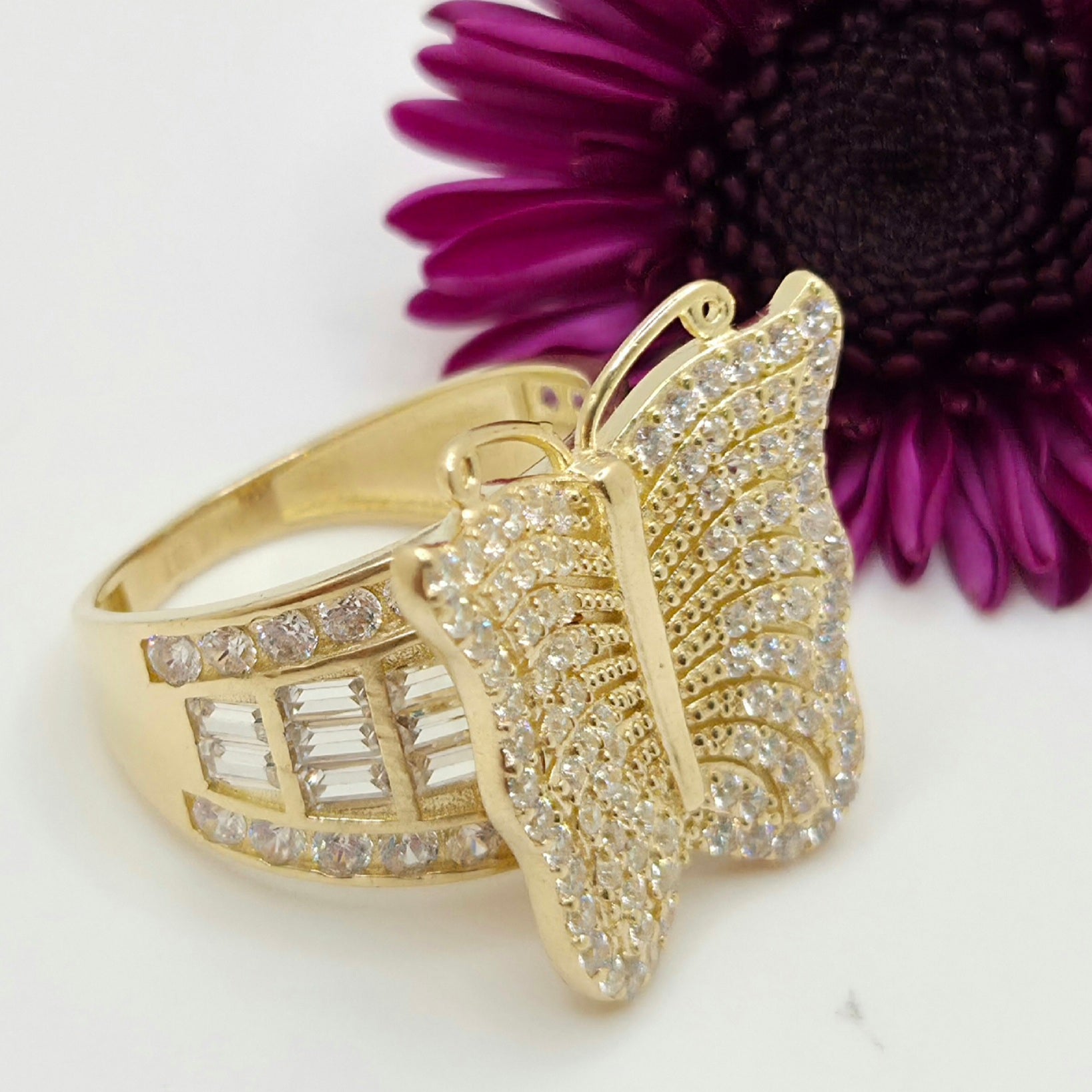 14K CZ BIG BUTTERFLY RING – 7 – JY Jewelry Wholesale