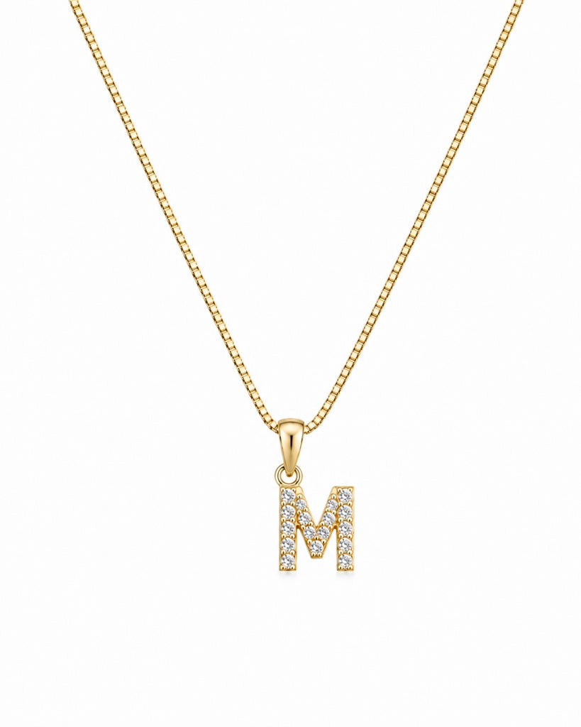 14K LETTERS ''M'' CHAIN+PENDANT – 1MM 18" – JY Jewelry Wholesale