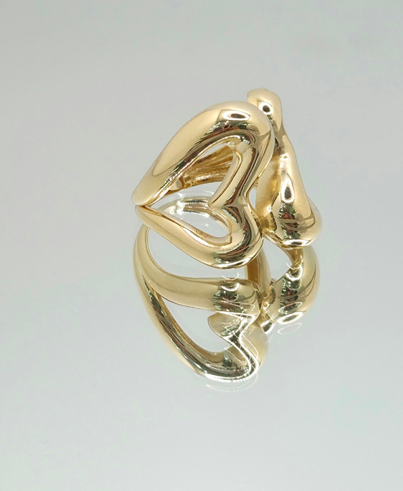 14K MODERN TWO HEART SILHOUETTE RING – 7 & 8 – JY Jewelry Wholesale