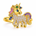 14K CZ COLORS UNICORN RING – 8 – JY Jewelry Wholesale