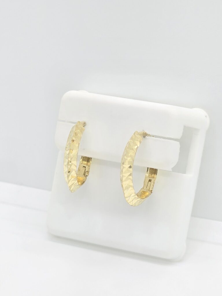 10K DIAMOND CUT EDGE HOOP EARRINGS SMALL 2 – JY Jewelry Wholesale