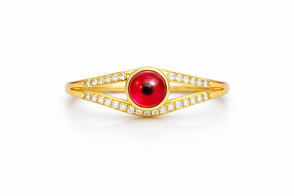 10K ROUND EYE CENTER RING – 7 – JY Jewelry Wholesale