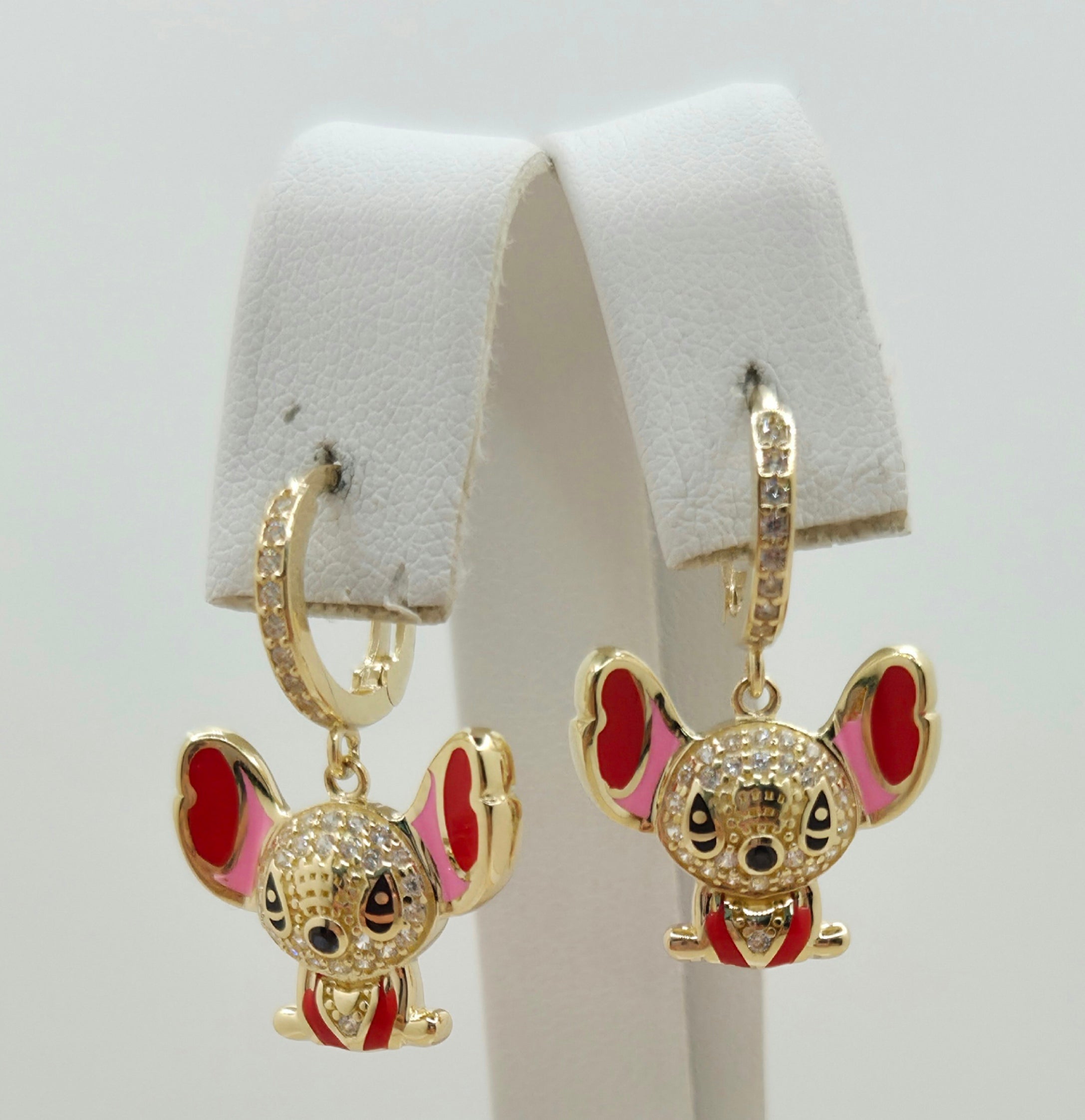 10K CZ DETAIL PINK STITCH HOOPS EARRINGS – JY Jewelry Wholesale