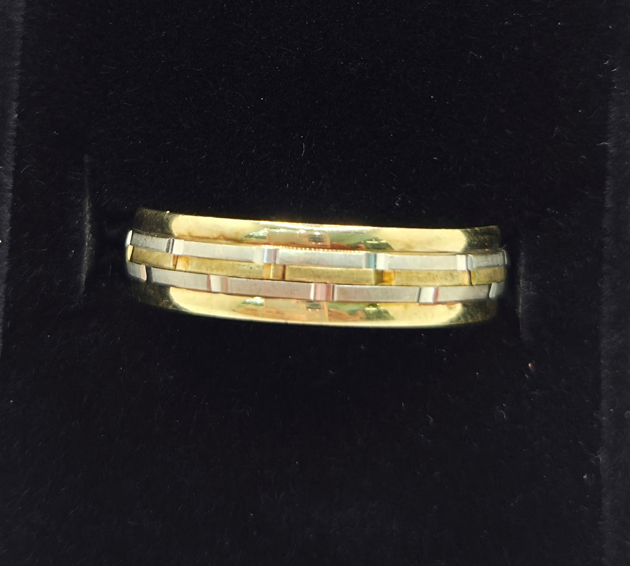 14K TWO TONE BAR DESIGN ENGAGEMENT MENS RING – 13.5 6MM – JY Jewelry Wholesale