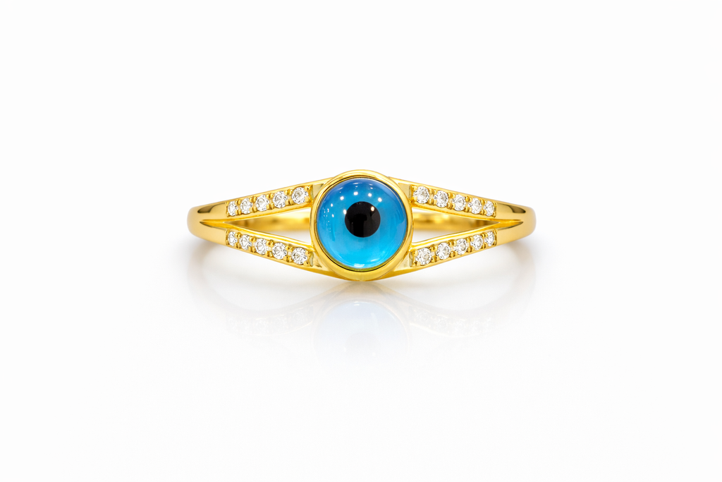 10K ROUND EYE CENTER RING – 7 – JY Jewelry Wholesale