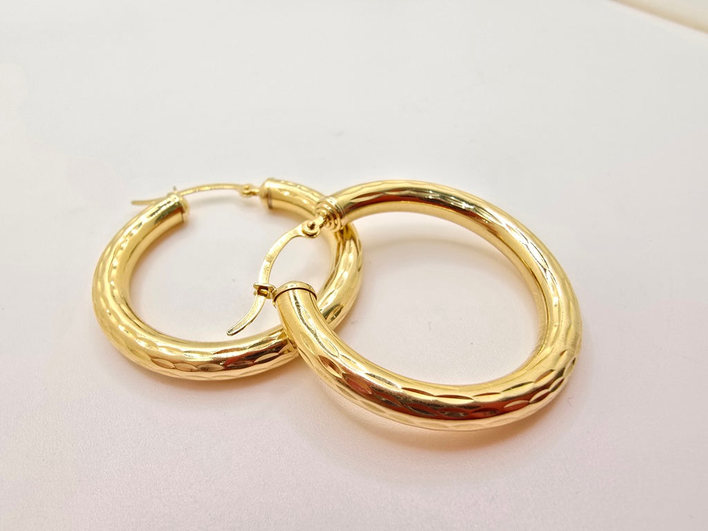 10K OVAL DIAMOND CUT HOOPS EARRINGS – 3 4.5MM – JY Jewelry Wholesale
