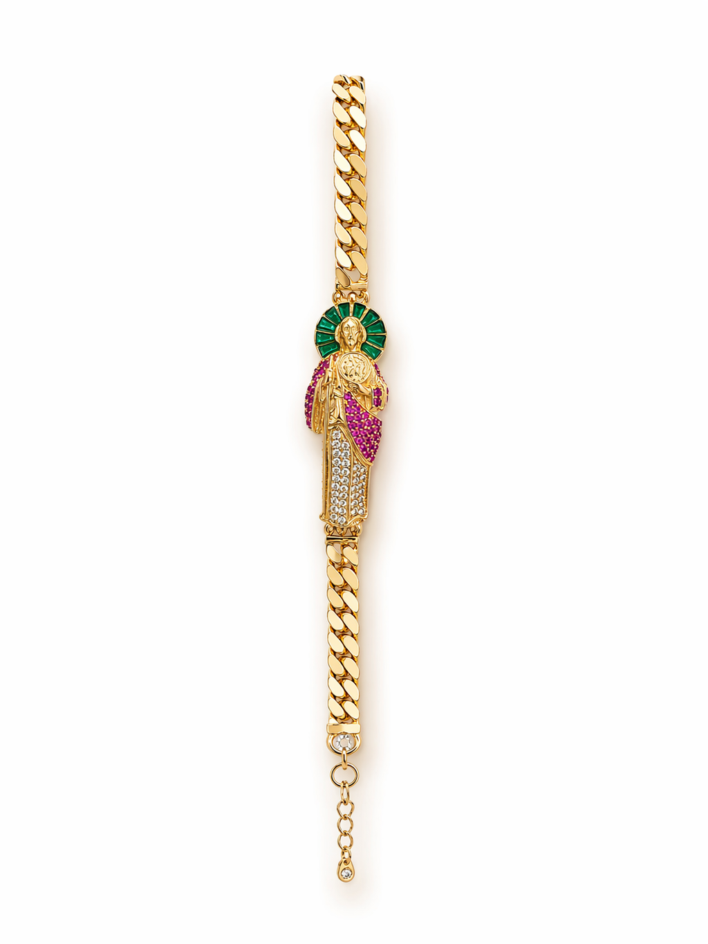 10K FLAT MIAMI CUBAN SAN JUDAS BRACELET – 7" – JY Jewelry Wholesale